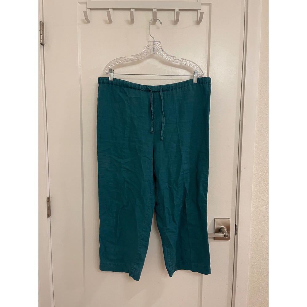 Lord and Taylor Linen Blue Capri Ankle Pants Breathable Casual Beachy Coastal